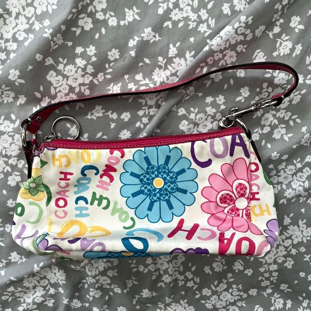 Vintage Coach Poppy Daisy Graffiti Shoulder Bag Mini Hobo Floral Multi Color Y2K